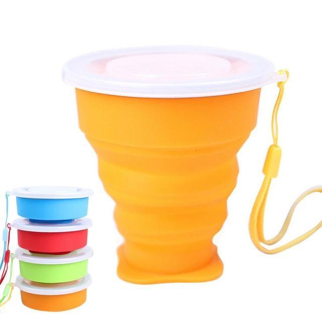 Portable Folding Cup Collapsible Mug Silicone Pop Up Cup Outdoor Travel Tool Kit-Live Beautiful-Orange-Bargain Bait Box