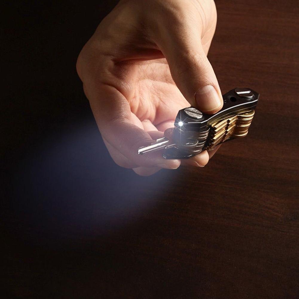 Portable Key Holder Organizer Clip Folder Led Keychain Ring Edc Pocket Tool-simitter01-Red-Bargain Bait Box