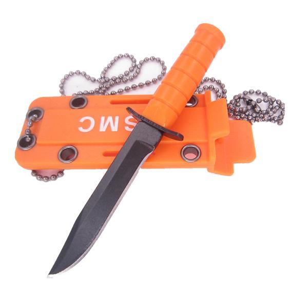 Portable Mini Necklace Blade Fruit Knife Camp Outdoor Hunt Survive Hike Edc-TripCompanion-Orange Plain-Bargain Bait Box