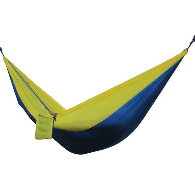 Portable Outdoor Hammock 2 Person Camping Hiking Travel Kits Garden Leisure-happyeasybuy01-Blue yellow-Bargain Bait Box