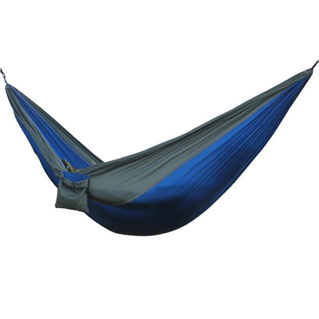 Portable Outdoor Hammock 2 Person Camping Hiking Travel Kits Garden Leisure-happyeasybuy01-Grey Blue-Bargain Bait Box
