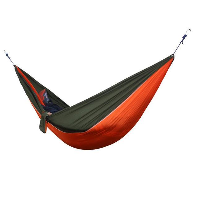Portable Outdoor Hammock 2 Person Camping Hiking Travel Kits Garden Leisure-happyeasybuy01-Orange Green-Bargain Bait Box