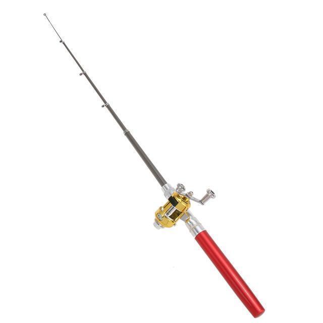 Portable Pocket Telescopic Mini Fishing Pole Aluminum Alloy Pen Shape-easygoing4-Red-Bargain Bait Box