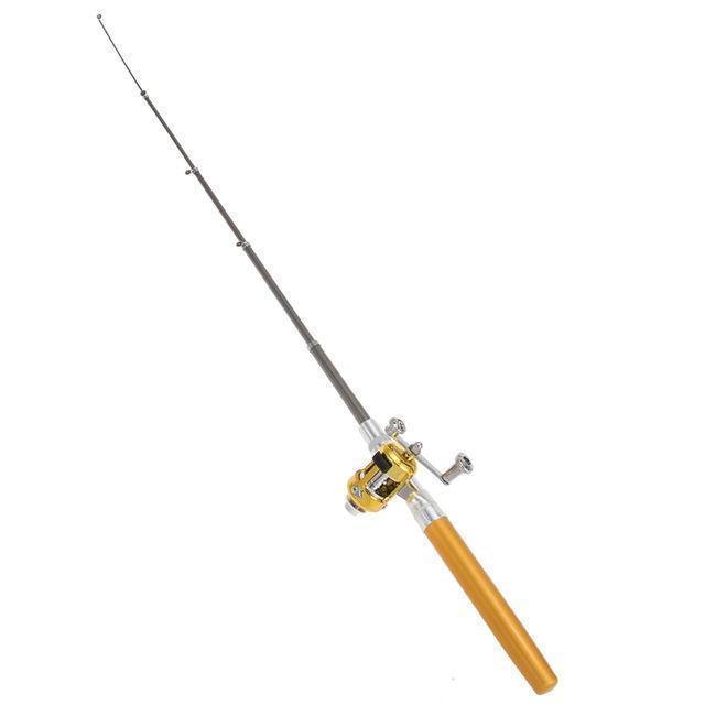 Portable Pocket Telescopic Mini Fishing Pole Aluminum Alloy Pen Shape-easygoing4-Yellow-Bargain Bait Box