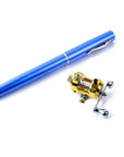 Portable Pocket Telescopic Mini Fishing Pole Pen Shape Folded Fishing Rod With-Walking the whole world Store-Blue-Bargain Bait Box