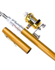 Portable Pocket Telescopic Mini Fishing Pole Pen Shape Folded Fishing Rod With-Walking the whole world Store-Yellow-Bargain Bait Box