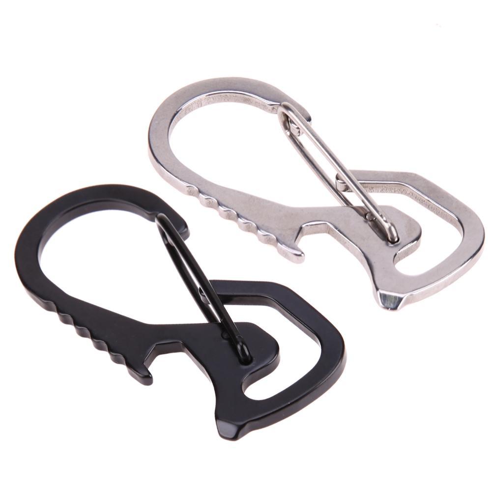 Portable Stainless Steel Hex Wrench Stopper Knot 10Kg Bearing Climbing Carabiner-gigibaobao-Silver-Bargain Bait Box