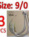 Premium Inline Hooks 5X Strong Saltwater Fishing Jig Hooks Lure Spare Hook-Bimoo Fishing Tackle Store-3pcs size 9I0-Bargain Bait Box