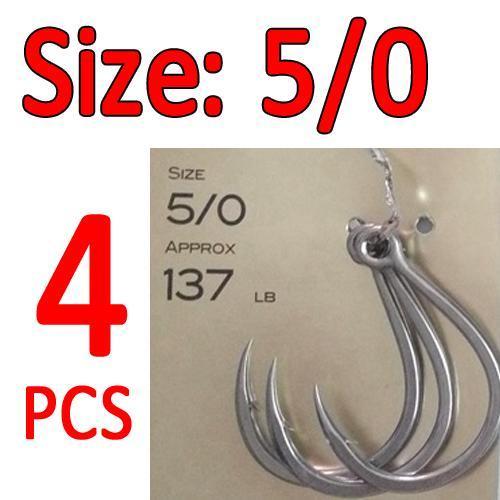 Premium Inline Hooks 5X Strong Saltwater Fishing Jig Hooks Lure Spare Hook-Bimoo Fishing Tackle Store-4pcs size 5I0-Bargain Bait Box