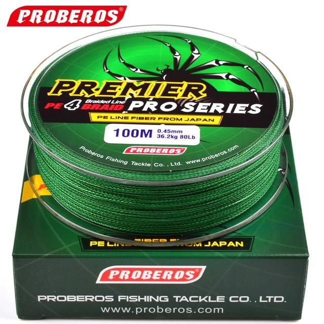 Pro Beros 100M Fishing Lines Pe Braid 4 Stands 6Lbs To 80Lb Multifilament-Monka Outdoor Store-Green-0.4-Bargain Bait Box