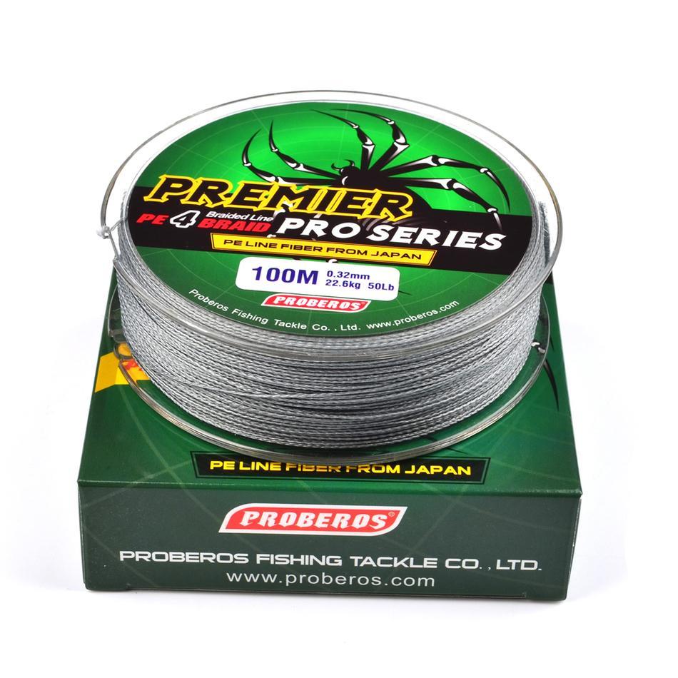 Pro Beros 100M Fishing Lines Pe Braid 4 Stands 6Lbs To 80Lb Multifilament-Monka Outdoor Store-Yellow-0.4-Bargain Bait Box