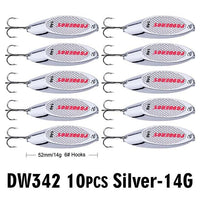 Pro Beros Top Metal Spoon Lure 10Pc Fishing Tackle 3G-60G 12 Different Weights-Fishing Lures-PRO BEROS Official Store-14G Silver-Bargain Bait Box