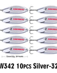 Pro Beros Top Metal Spoon Lure 10Pc Fishing Tackle 3G-60G 12 Different Weights-Fishing Lures-PRO BEROS Official Store-32G Silver-Bargain Bait Box
