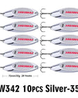 Pro Beros Top Metal Spoon Lure 10Pc Fishing Tackle 3G-60G 12 Different Weights-Fishing Lures-PRO BEROS Official Store-35G Silver-Bargain Bait Box