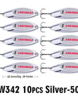 Pro Beros Top Metal Spoon Lure 10Pc Fishing Tackle 3G-60G 12 Different Weights-Fishing Lures-PRO BEROS Official Store-50G Silver-Bargain Bait Box