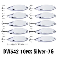 Pro Beros Top Metal Spoon Lure 10Pc Fishing Tackle 3G-60G 12 Different Weights-Fishing Lures-PRO BEROS Official Store-7G Silver-Bargain Bait Box