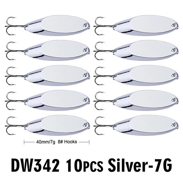 Pro Beros Top Metal Spoon Lure 10Pc Fishing Tackle 3G-60G 12 Different Weights-Fishing Lures-PRO BEROS Official Store-7G Silver-Bargain Bait Box