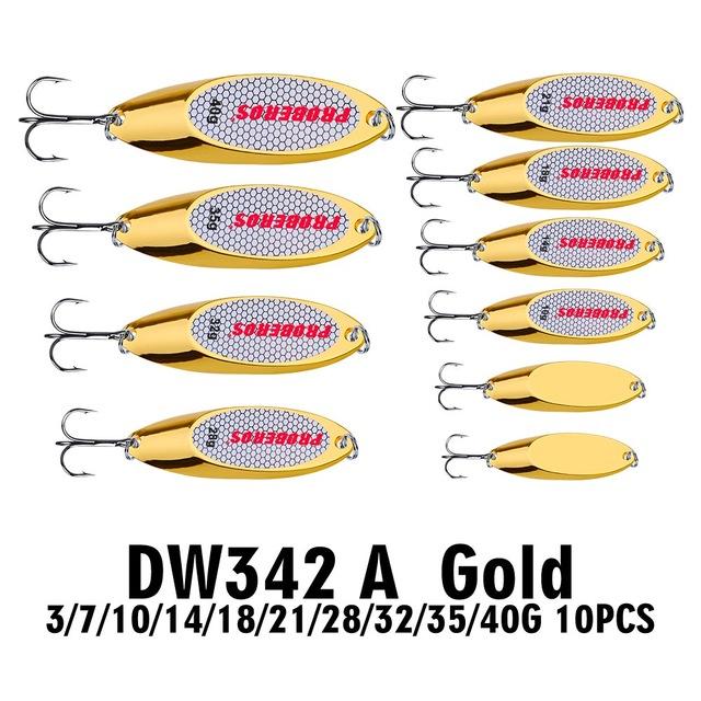 Pro Beros Top Metal Spoon Lure 10Pc Fishing Tackle 3G-60G 12 Different Weights-Fishing Lures-PRO BEROS Official Store-DW342A-Bargain Bait Box