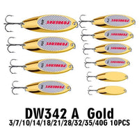 Pro Beros Top Metal Spoon Lure 10Pc Fishing Tackle 3G-60G 12 Different Weights-Fishing Lures-PRO BEROS Official Store-DW342A-Bargain Bait Box