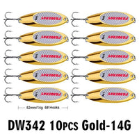Pro Beros Top Metal Spoon Lure 10Pc Fishing Tackle 3G-60G 12 Different Weights-Fishing Lures-PRO BEROS Official Store-Gold 14G-Bargain Bait Box