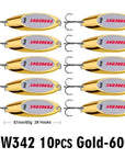 Pro Beros Top Metal Spoon Lure 10Pc Fishing Tackle 3G-60G 12 Different Weights-Fishing Lures-PRO BEROS Official Store-Gold 60G-Bargain Bait Box