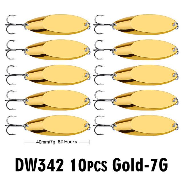 Pro Beros Top Metal Spoon Lure 10Pc Fishing Tackle 3G-60G 12 Different Weights-Fishing Lures-PRO BEROS Official Store-Gold 7G-Bargain Bait Box
