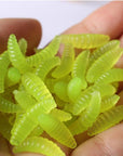 Promotion 50Pcs 2Cm 0.3G Maggot Grub Soft Fishing Lure Hooks Smell Worms Glow-ZUOFILY fishing Store-Green-Bargain Bait Box