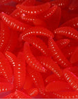 Promotion 50Pcs 2Cm 0.3G Maggot Grub Soft Fishing Lure Hooks Smell Worms Glow-ZUOFILY fishing Store-Red-Bargain Bait Box