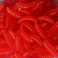 Promotion 50Pcs 2Cm 0.3G Maggot Grub Soft Fishing Lure Hooks Smell Worms Glow-ZUOFILY fishing Store-Red-Bargain Bait Box