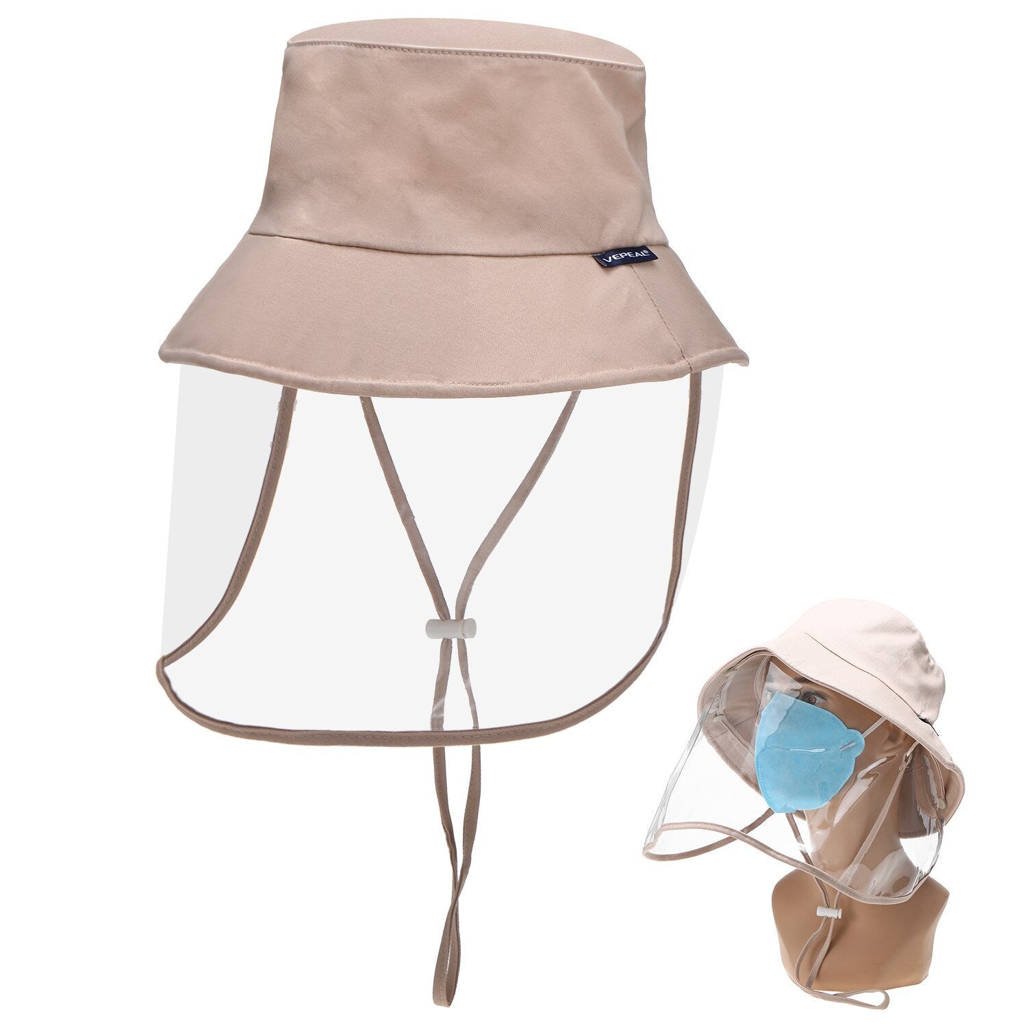 Protective Hat With Removable Transparent Face Shield Men Women Full Face Hat-Men&#39;s Sun Hats-ANSELF Official Store-Black-Bargain Bait Box
