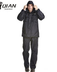 Qian Rainproof Impermeable Raincoat Men Suit Rain Coat Women Hood Motorcycle-Rain Suits-Bargain Bait Box-Dark Grey-L-Bargain Bait Box