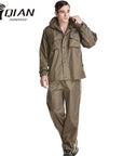 Qian Rainproof Impermeable Raincoat Men Suit Rain Coat Women Hood Motorcycle-Rain Suits-Bargain Bait Box-Green-L-Bargain Bait Box