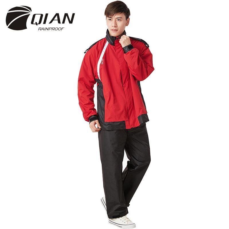 Qian Rainproof Impermeable Raincoat Suit Rain Coat Men Hood Motorcycle-Rain Suits-Bargain Bait Box-Blue and Black-L-Bargain Bait Box