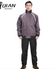 Qian Rainproof Impermeable Raincoat Suit Rain Coat Men Hood Motorcycle-Rain Suits-Bargain Bait Box-Grey and Black-L-Bargain Bait Box