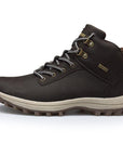 Qianda Profession Men Mountain Hiking Shoes Winter Climbing Lace-Up Leather-QIANDA Official Store-Brown-7-Bargain Bait Box