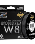 Quality Monster W8 Super Strong 300M 8 Strands Weaves Pe Braided Fishing Line-NUNATAK Fishing Store-black-1.0-Bargain Bait Box