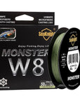 Quality Monster W8 Super Strong 300M 8 Strands Weaves Pe Braided Fishing Line-NUNATAK Fishing Store-LowVis Green-1.0-Bargain Bait Box