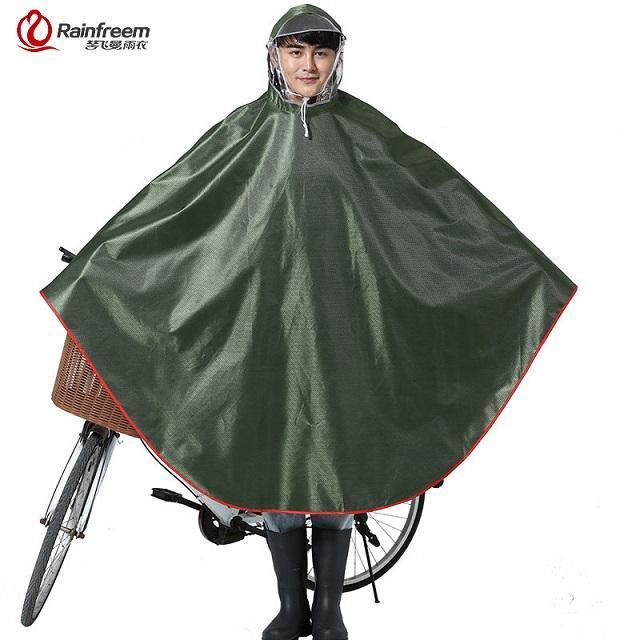 Rainfreem Impermeable Raincoat Women/Men Thick Bicycle Rain Poncho Plaid-Ponchos-Bargain Bait Box-Knitting Army Green-4XL-Bargain Bait Box