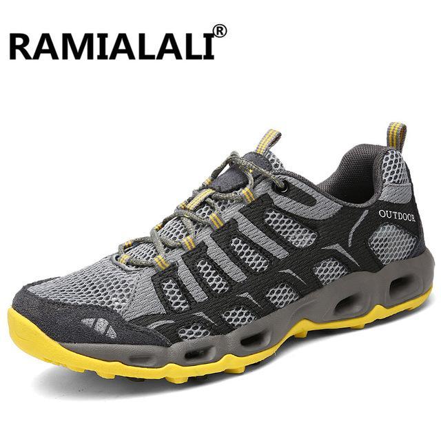 Ramialali Men Lace-Up Outdoor Breathable Wearable Shoes Comfortable Hiking Shoes-Go Aheard Store-Dark Grey-5-Bargain Bait Box