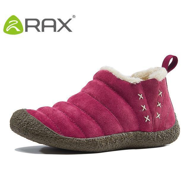 Rax Men Women Hiking Shoes Pig Leather Waterproof Snow Boots Warm Winter-LKT Sporting Goods Store-ROSE RED-5.5-Bargain Bait Box