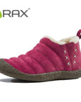 Rax Men Women Hiking Shoes Pig Leather Waterproof Snow Boots Warm Winter-LKT Sporting Goods Store-ROSE RED-5.5-Bargain Bait Box