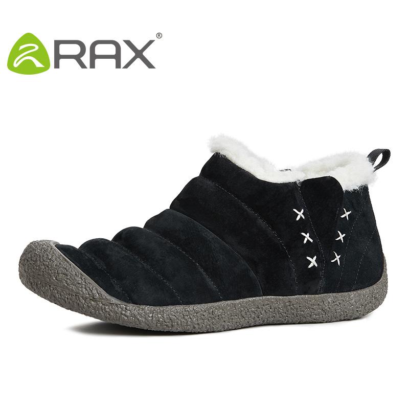 Rax Men Women Pig Leather Waterproof Snow Boots Warm Winter Outdoor Boots-shoes-Ruixing Outdoor Store-BLACK-38-Bargain Bait Box