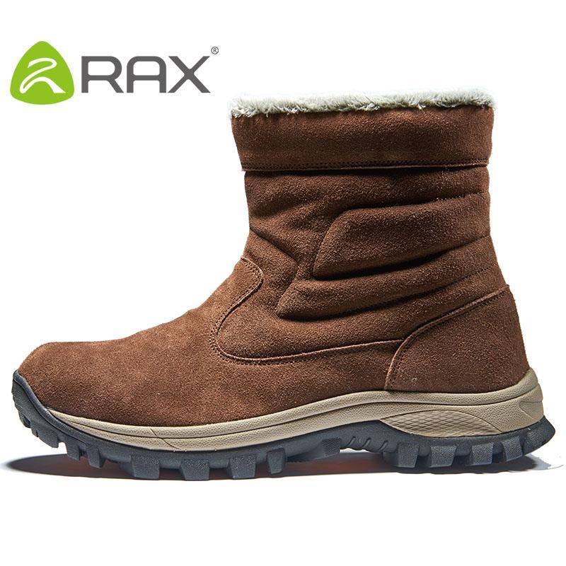 Rax Men&#39;S Waterproof Winter Hiking Boots Leather Snow Boots With Fur Warm-Ruixing Outdoor Store-black-6.5-Bargain Bait Box