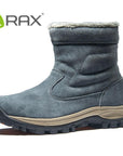 Rax Men'S Waterproof Winter Hiking Boots Leather Snow Boots With Fur Warm-Ruixing Outdoor Store-black-6.5-Bargain Bait Box