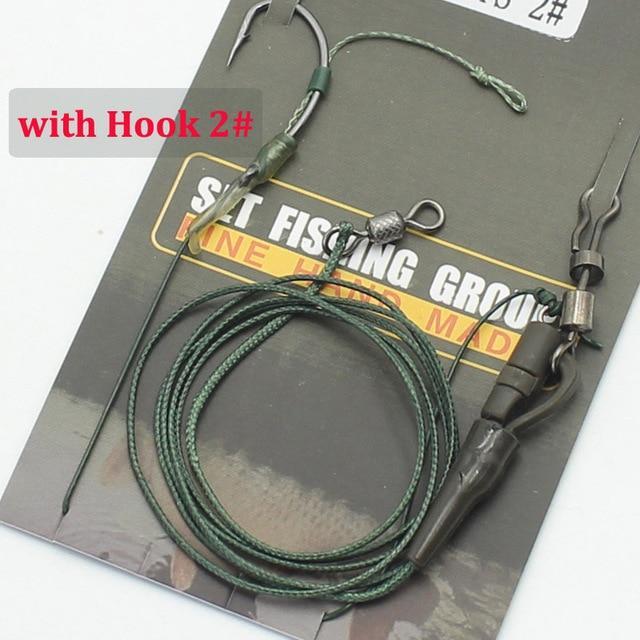 Ready Tie Carp Fishing Hair Rigs Terminal Tackle Link Hook Fishing Chod Loop-Fishing Tackle Boxes-Carp Fishing Club Store-with Hook Size 2-Bargain Bait Box