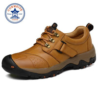Real Winter Hiking Shoes Genuine Leather Warm Outdoor Trekking Boots Lace-Up-GUIZHE Store-Black-6.5-Bargain Bait Box