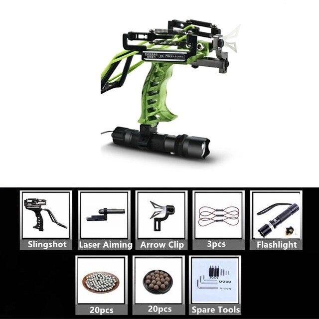 Red Laser Slingshot G5 Stainless Steel Hunting Bow Powerful Catapult-Outdoor Tools-Kind Girl Store-Green Set B-Bargain Bait Box