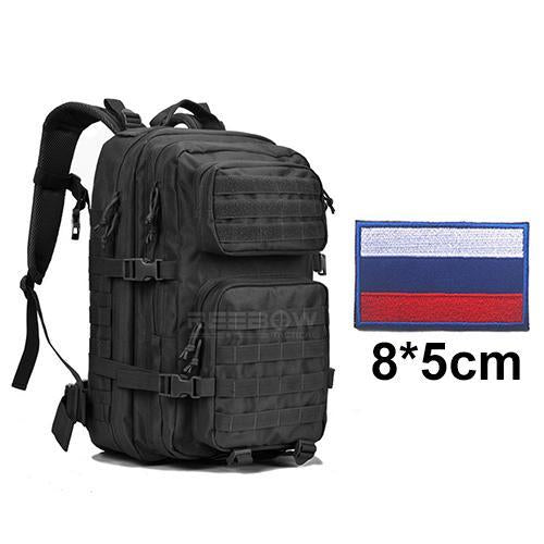 Reebow Tactical Military Backpack Army 3 Day Assault Pack Waterproof Molle Bug-Shop320493 Store-Black with RU Flag-Bargain Bait Box