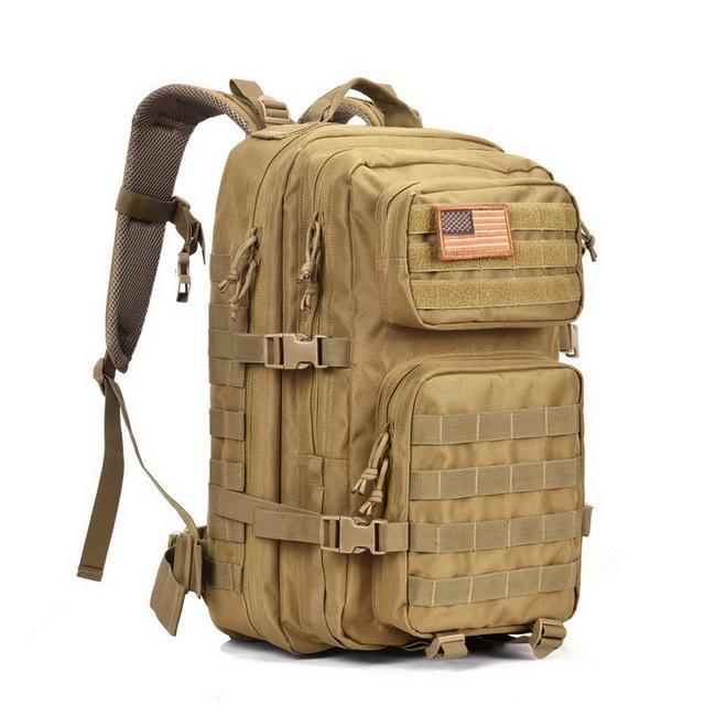 Reebow Tactical Military Backpack Army 3 Day Assault Pack Waterproof Molle Bug-Shop320493 Store-Brown with US Flag-Bargain Bait Box