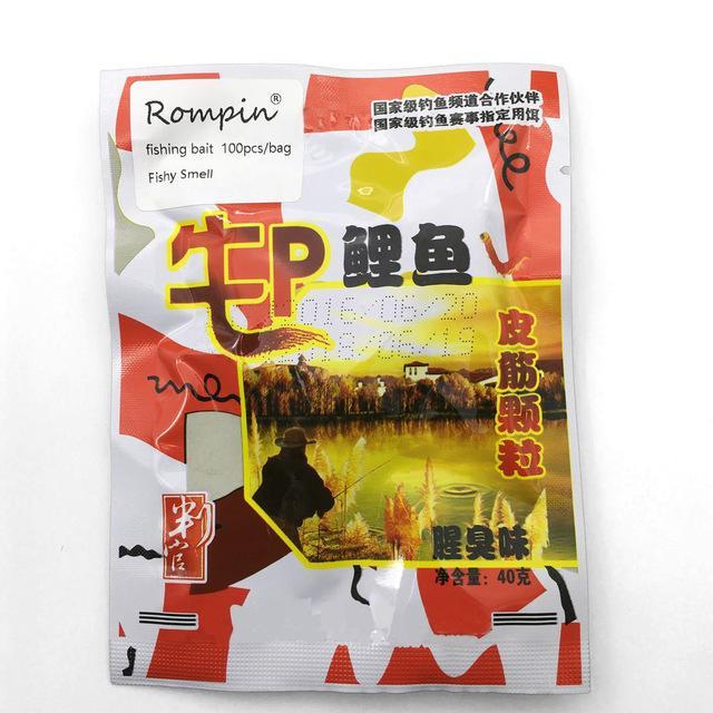 Rompin 100Pcs/Bag Red Carp Smell Lure Red Grass Carp Baits Fishing Baits Formula-Rompin Fishing Store-fishy smell-Bargain Bait Box